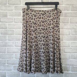 Axcess Liz Claiborne Flowy Skirt Black White Geometric Closet Staple NEW XL